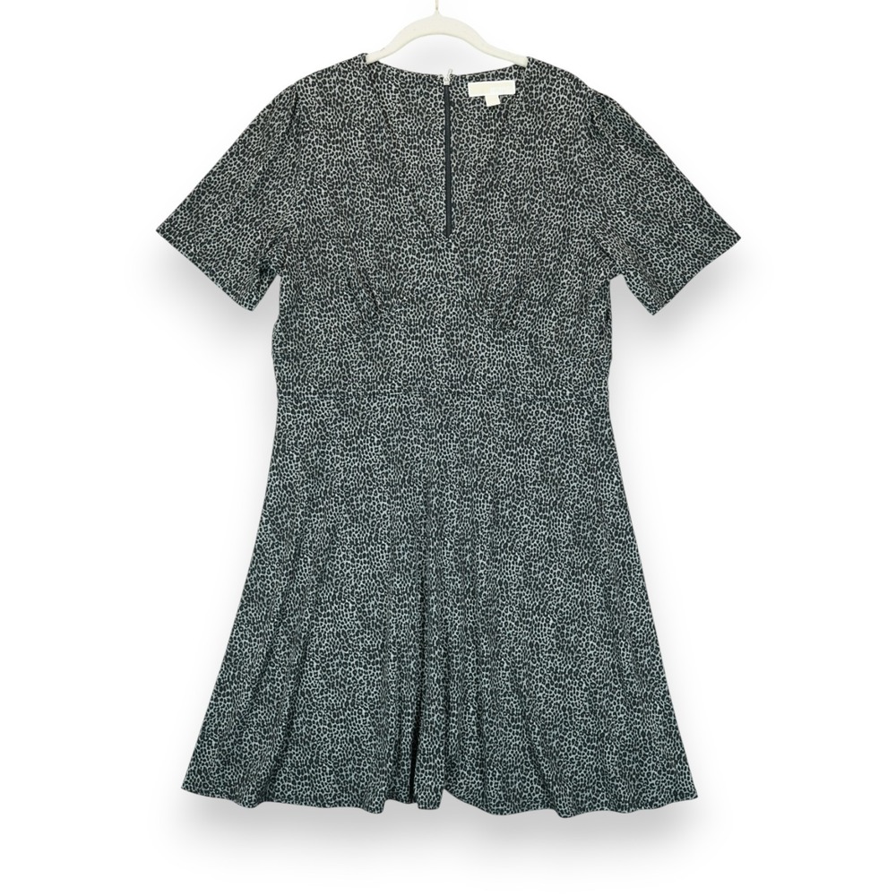 MICHAEL KORS Women's Short Sleeve Dress V-Neck Size XL Animal Print